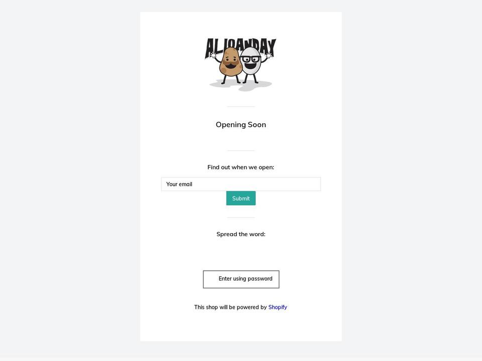 alloanday.myshopify.com shopify website screenshot