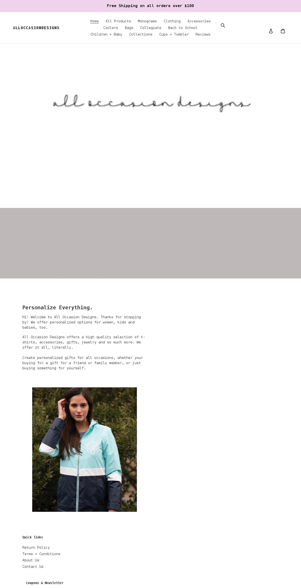 alloccasiondesigns.net shopify website screenshot