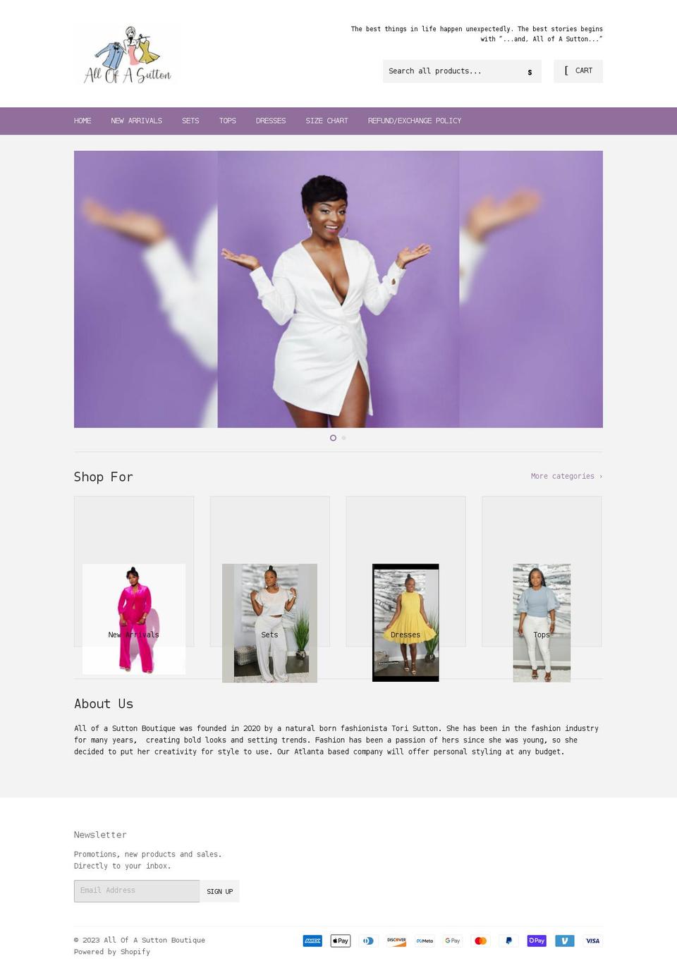 allofasuttonboutique.com shopify website screenshot