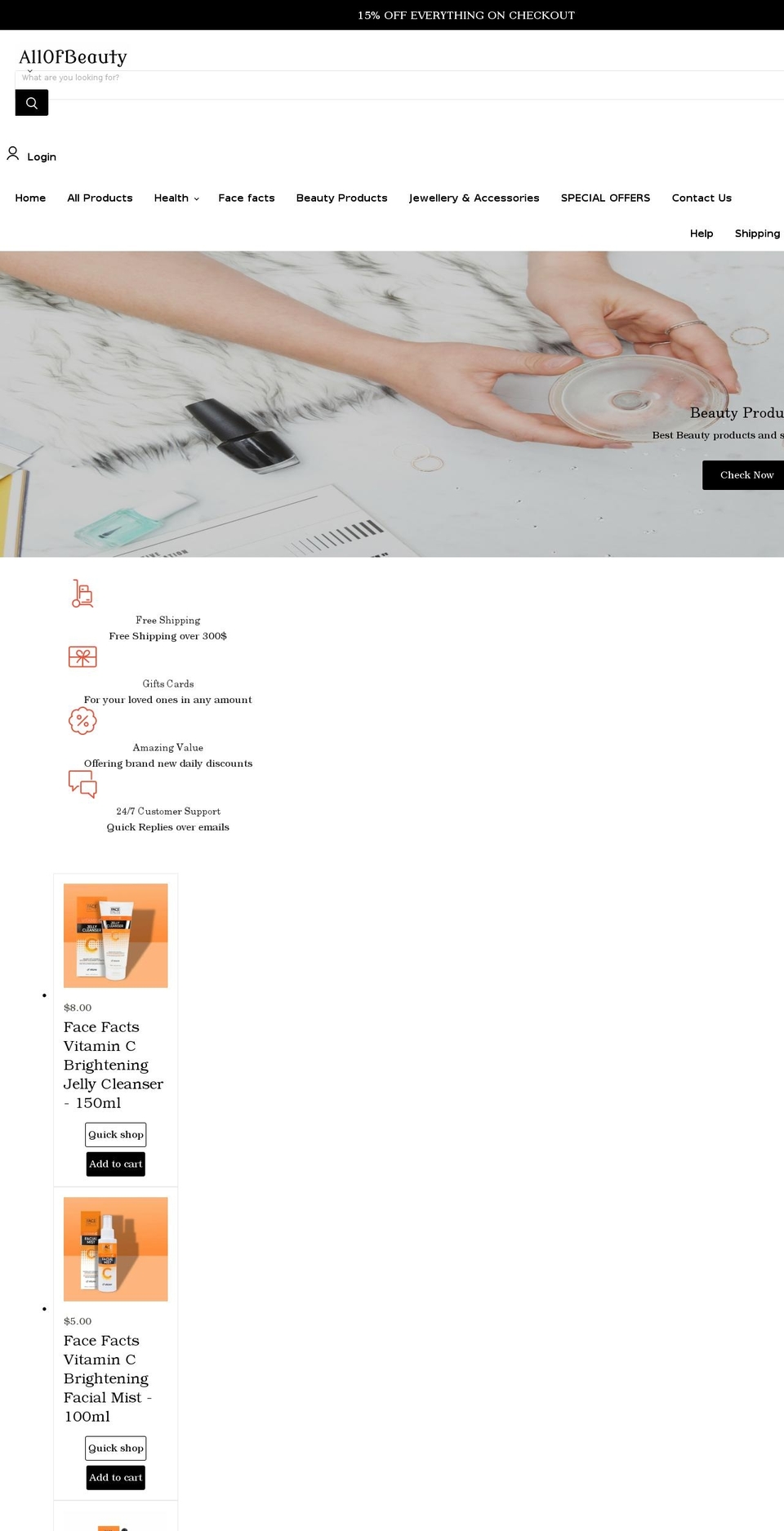 allofbeauty.net shopify website screenshot