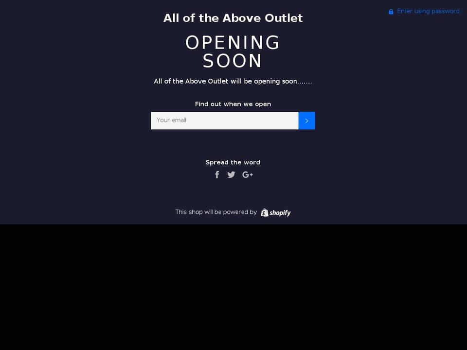 alloftheaboveoutlet.com shopify website screenshot