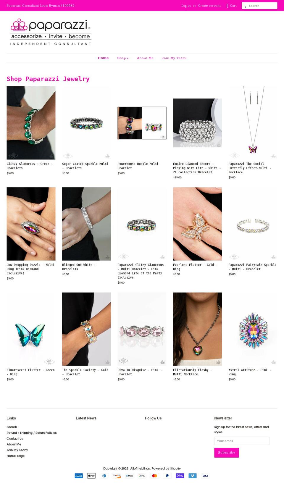 Dazzlingdivas paparazzi pink with Installments Shopify theme site example alloftheblings.com