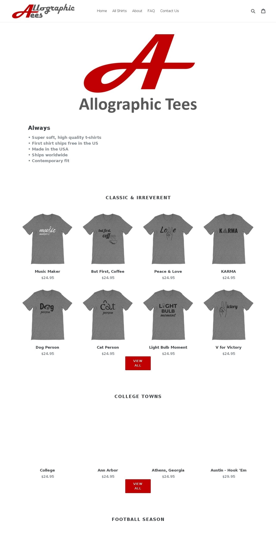 allographictees.com — Shopify storefront screenshot