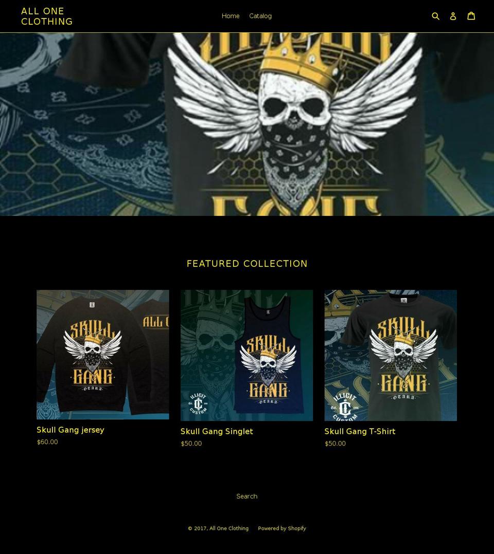 alloneclothing.com shopify website screenshot