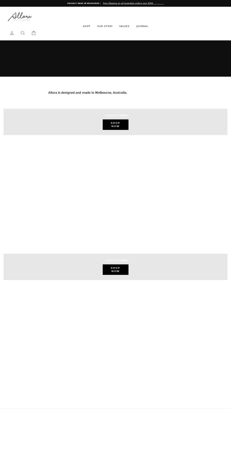 alloracollection.com.au shopify website screenshot