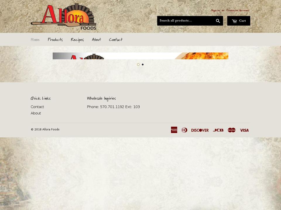 allorafoods.com — Shopify storefront screenshot