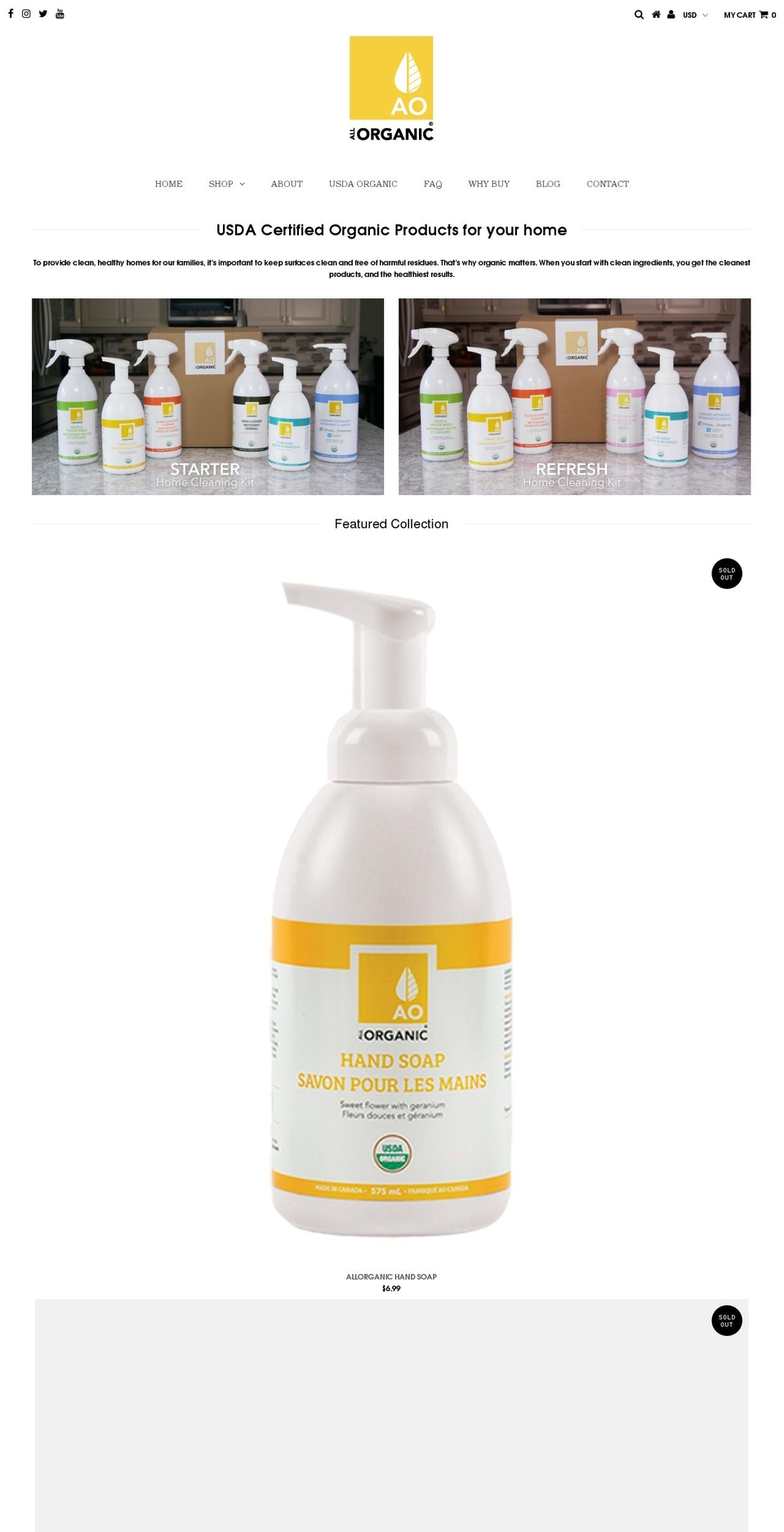 allorganicclean.com shopify website screenshot