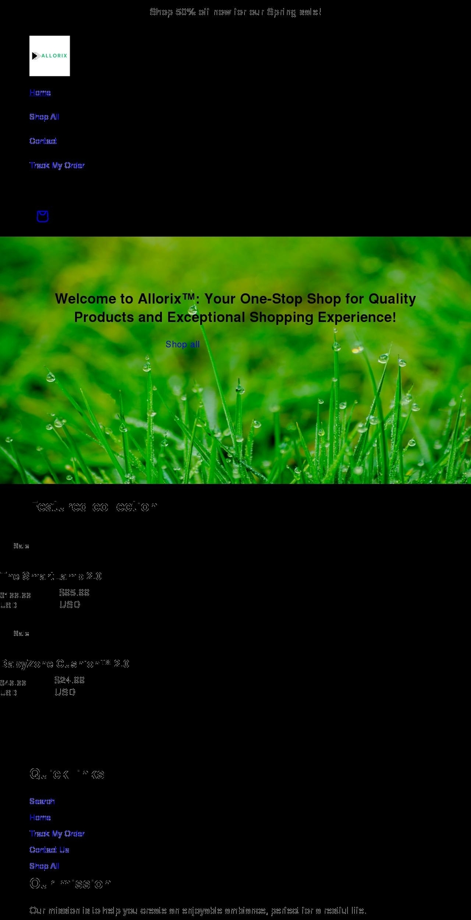 allorix.com shopify website screenshot