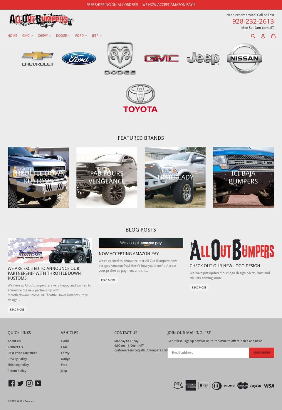 alloutbumpers.com shopify website screenshot