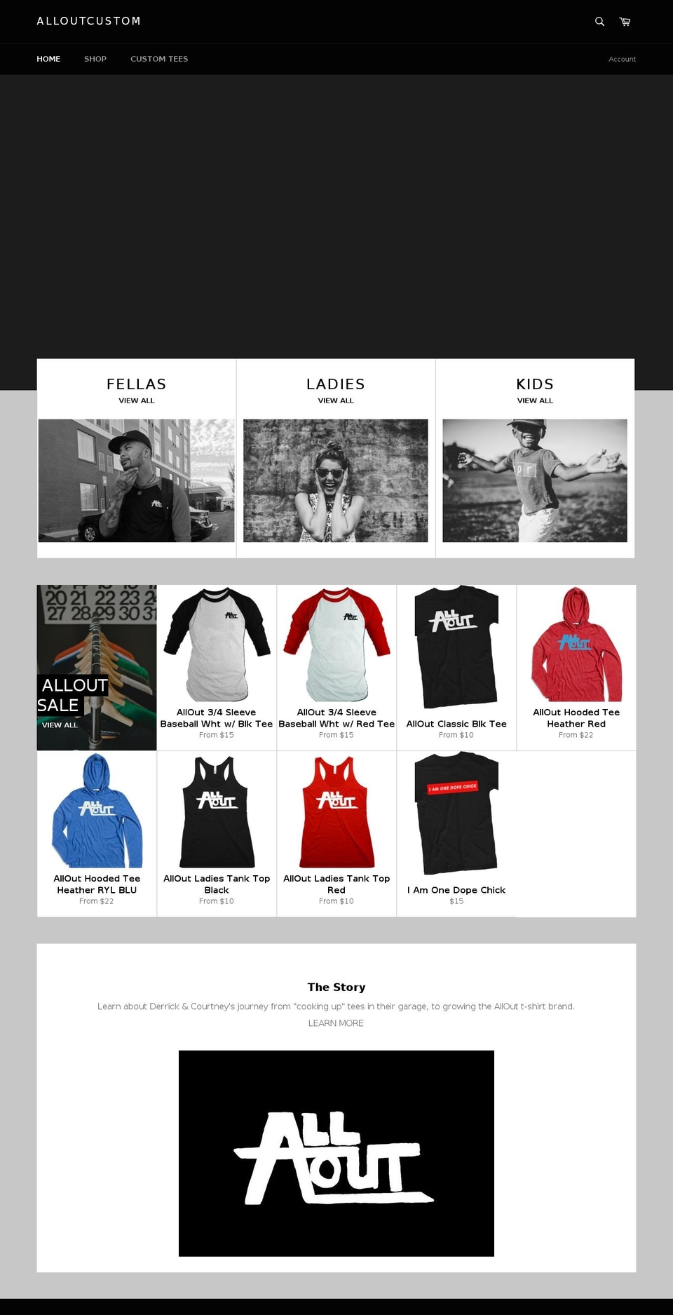 alloutcustom.com — Shopify storefront screenshot