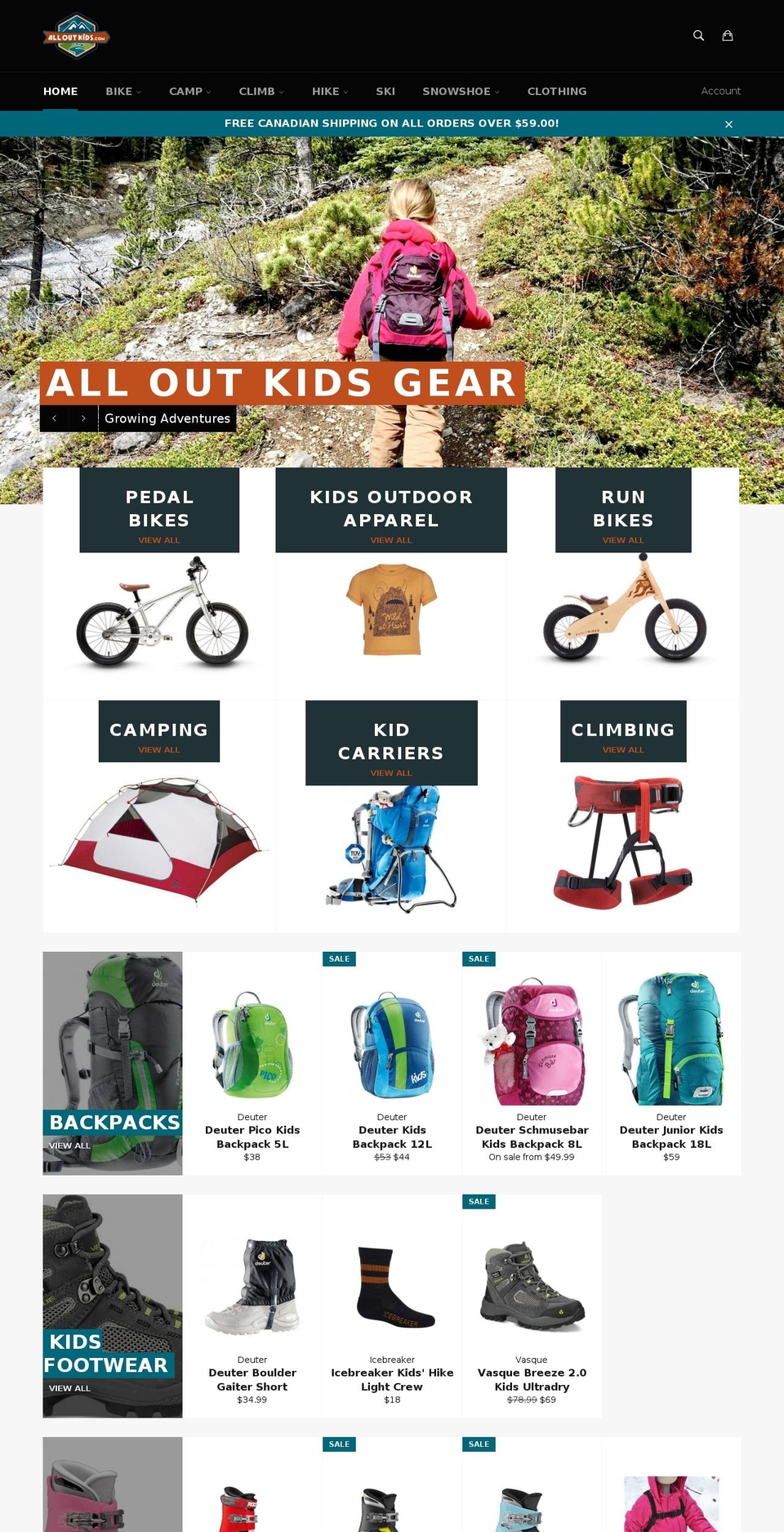 alloutkids.com shopify website screenshot