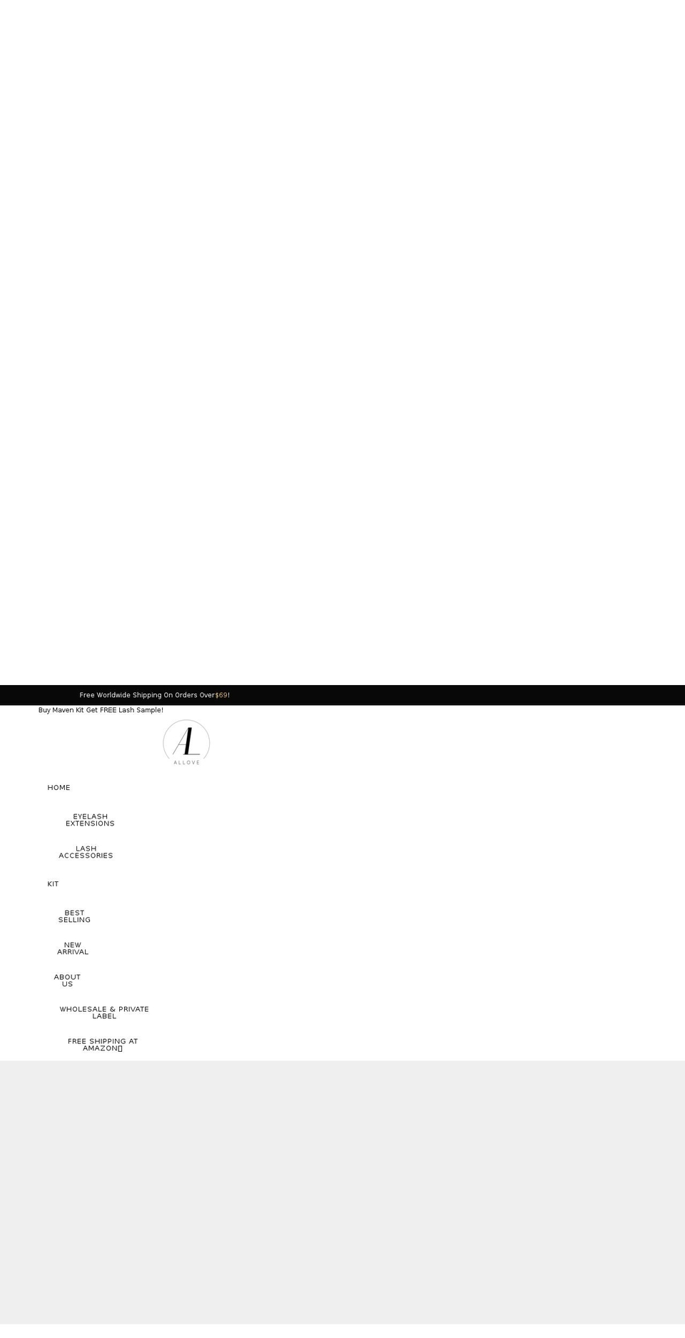 allovelashes.com shopify website screenshot