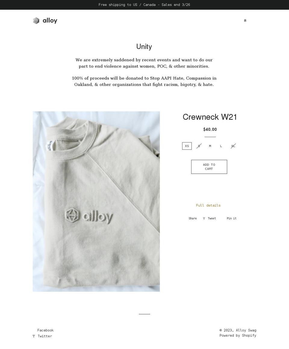 alloy-swag.myshopify.com shopify website screenshot