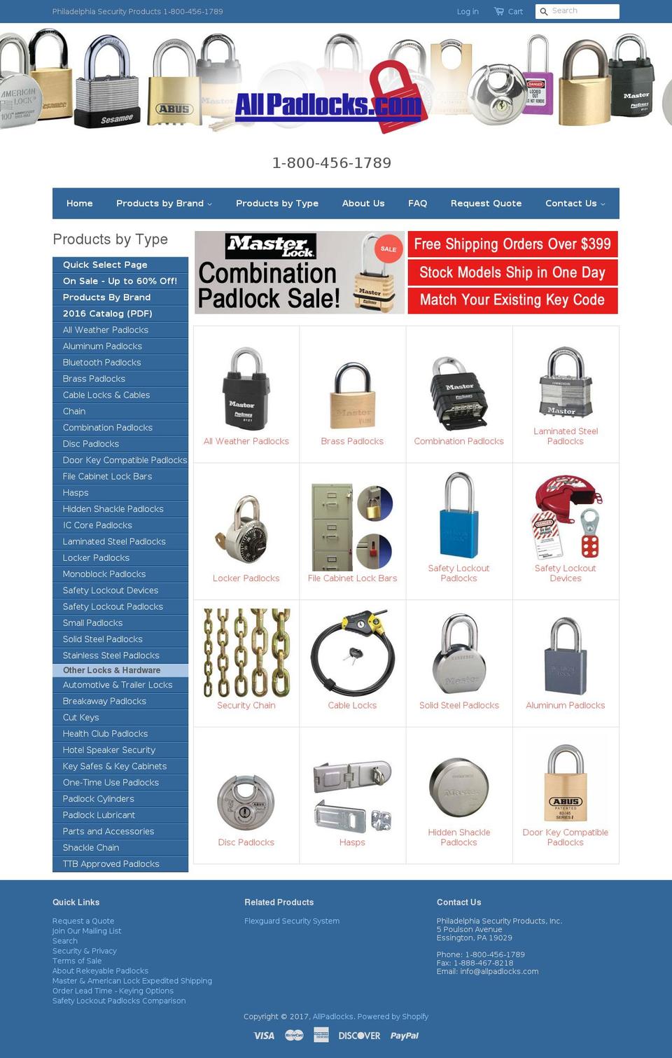 allpadlocks.com shopify website screenshot