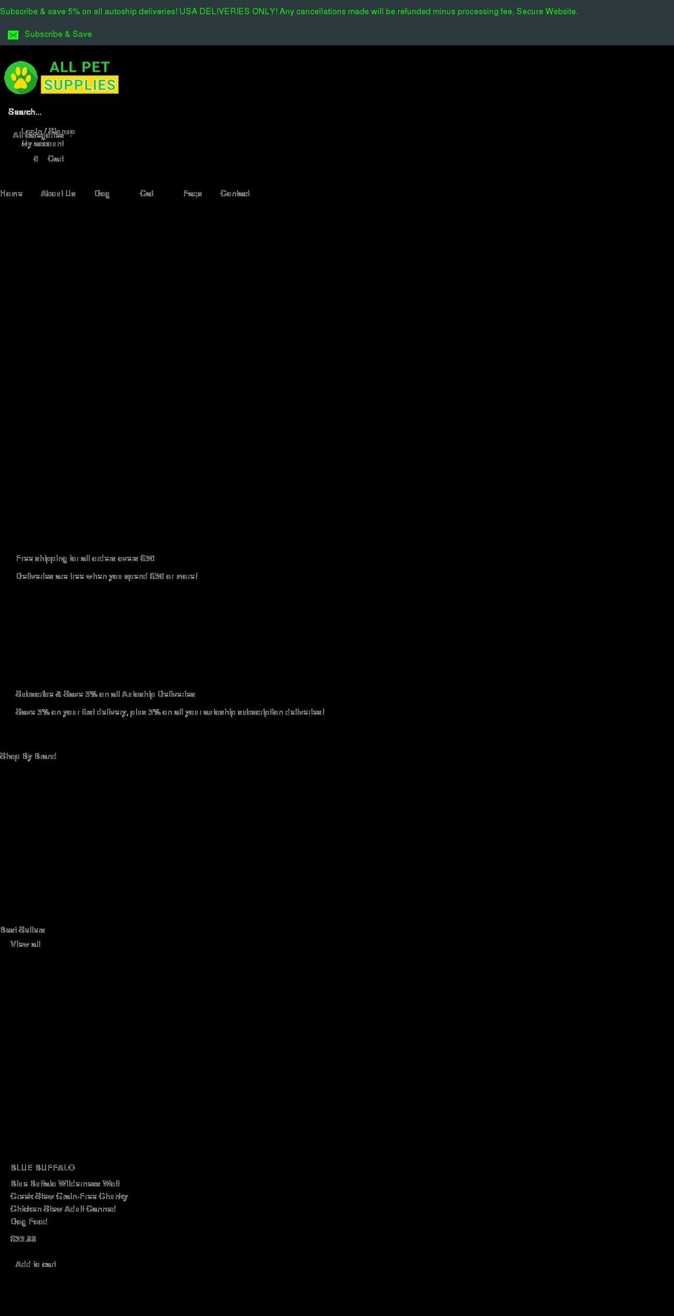 allpetsuppliestore.com shopify website screenshot