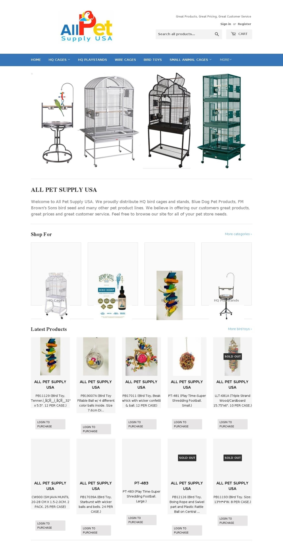 allpetsupplyusa.com shopify website screenshot