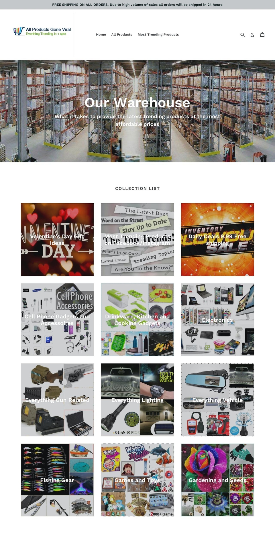 allproductsgoneviral.com shopify website screenshot