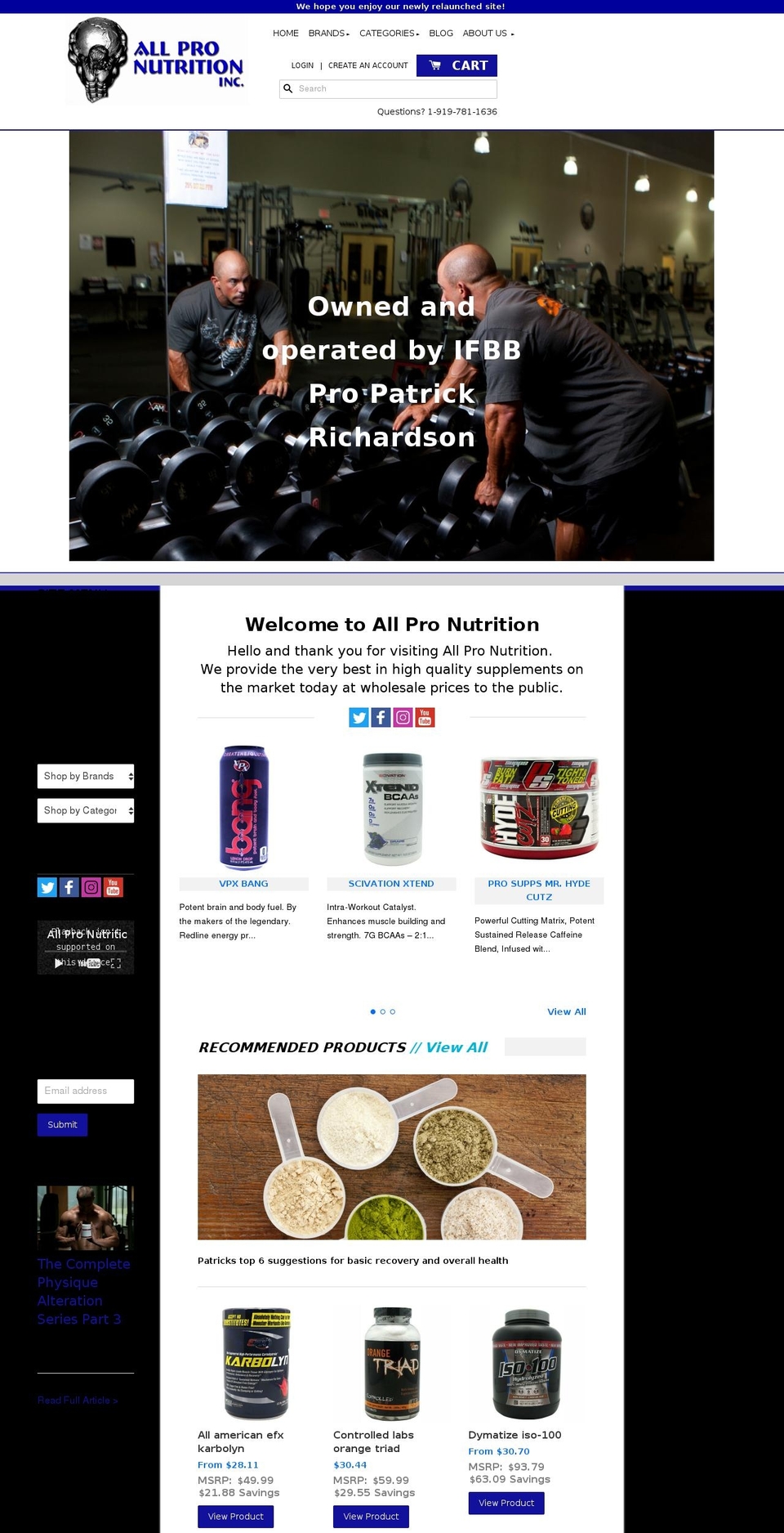 allpronutritioninc.com shopify website screenshot