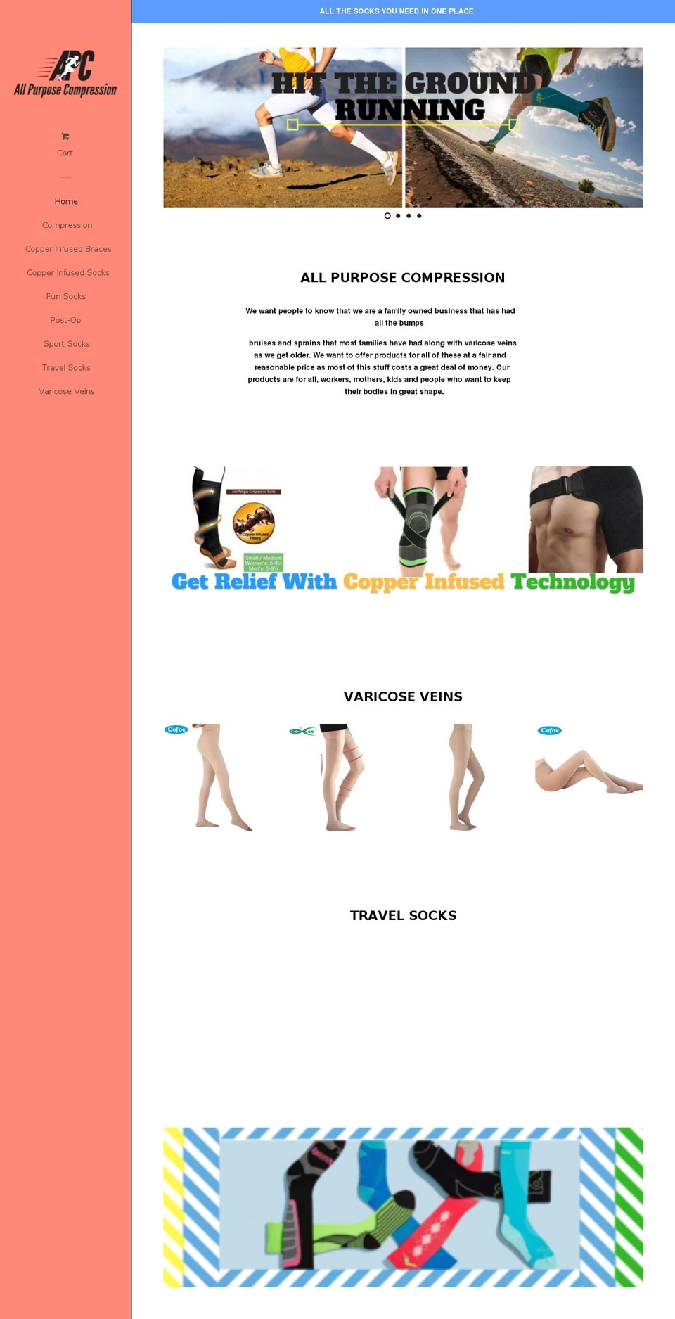 allpurposecompression.com — Shopify storefront screenshot