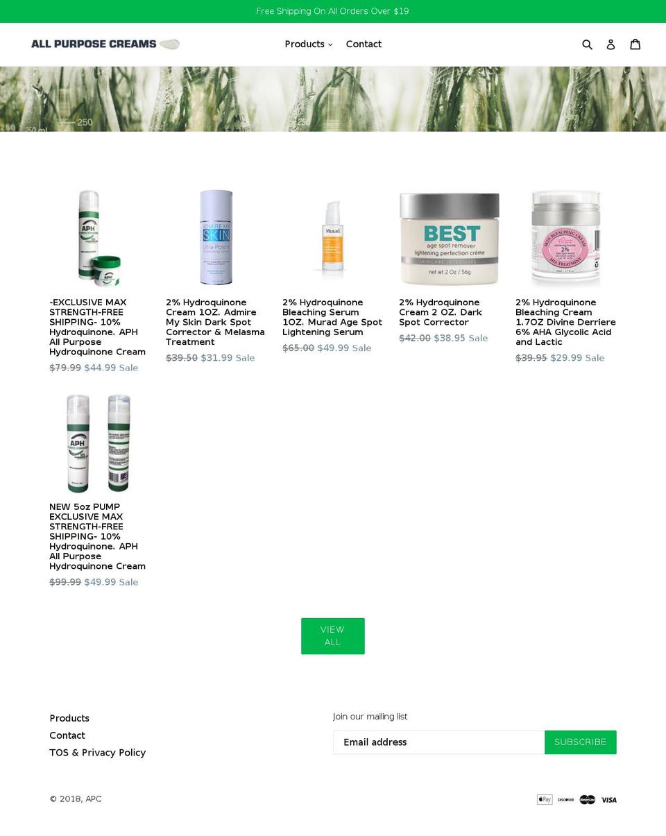 allpurposecreams.com shopify website screenshot