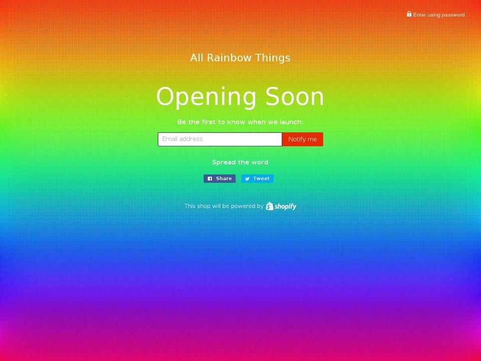 allrainbowthings.com — Shopify storefront screenshot