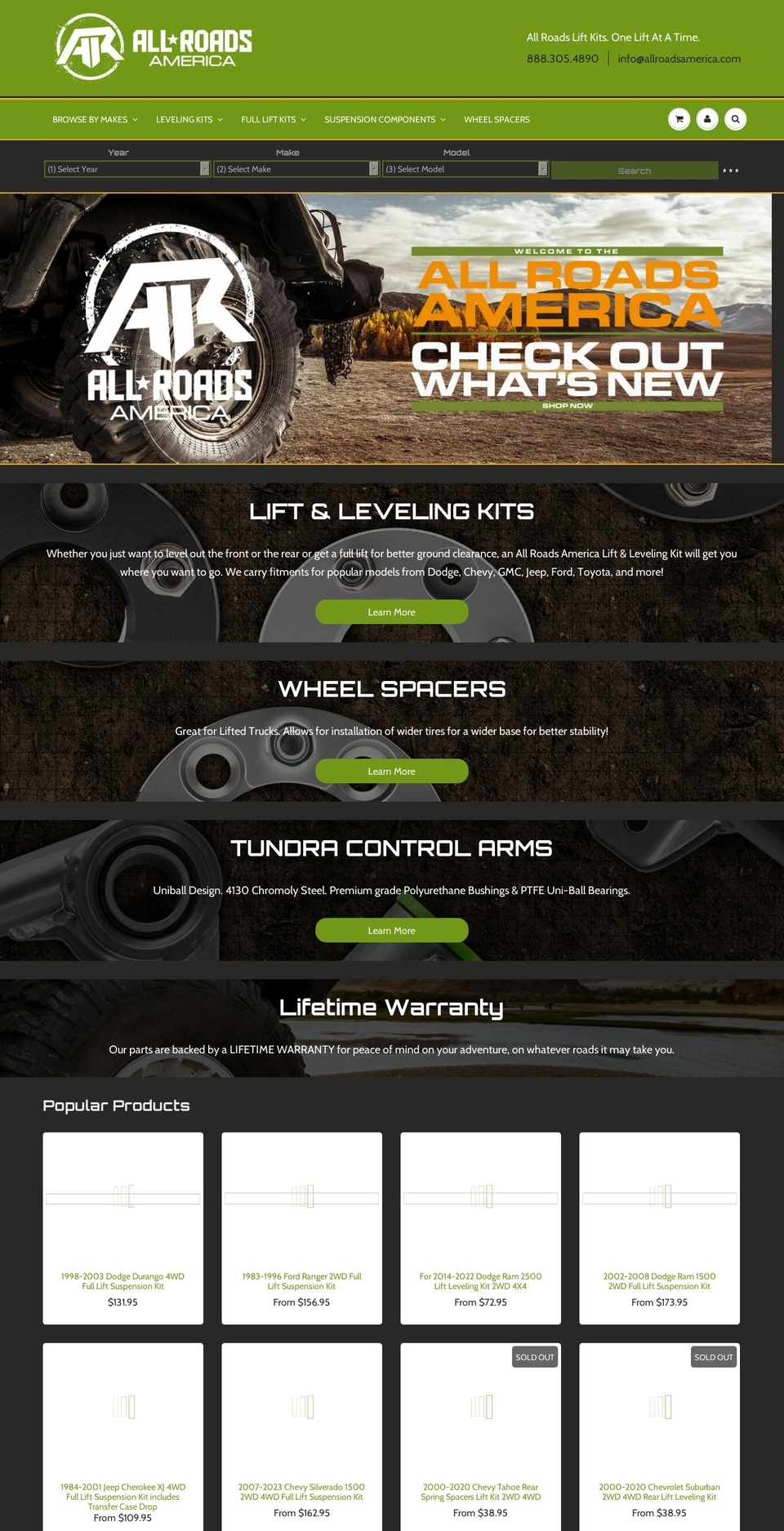 allroadsamerica.com shopify website screenshot