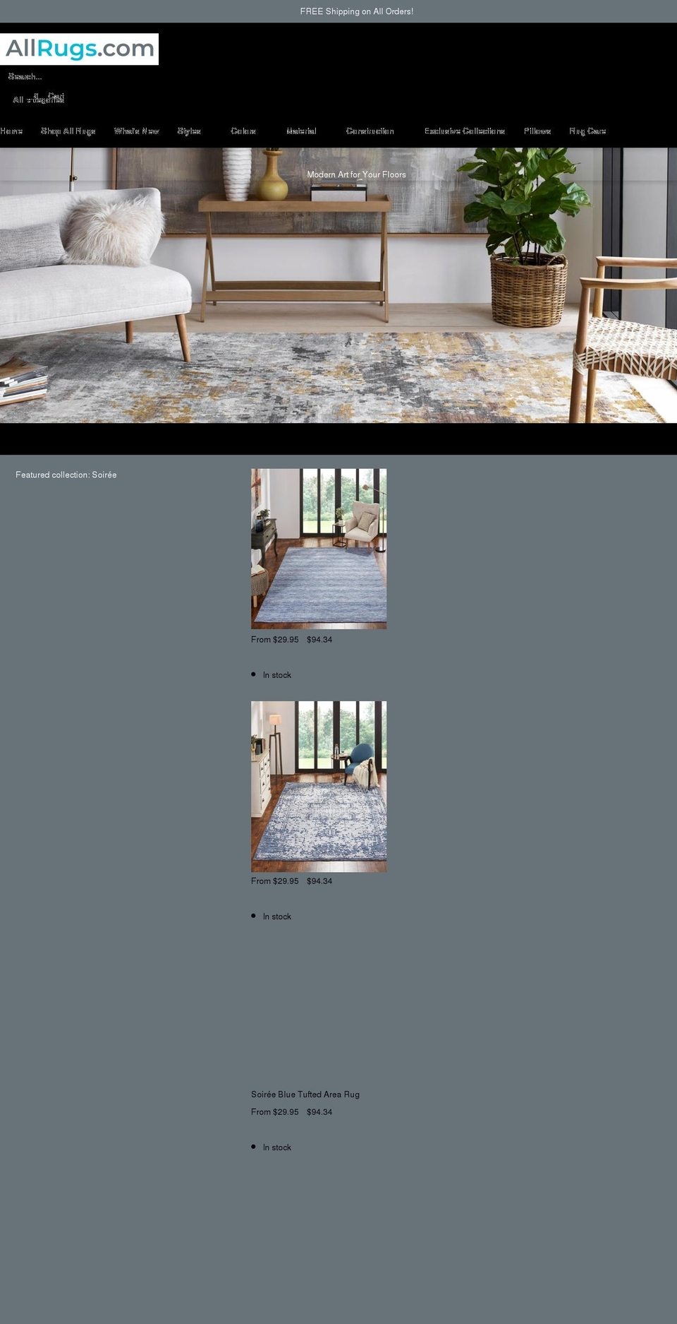 allrugs.com shopify website screenshot
