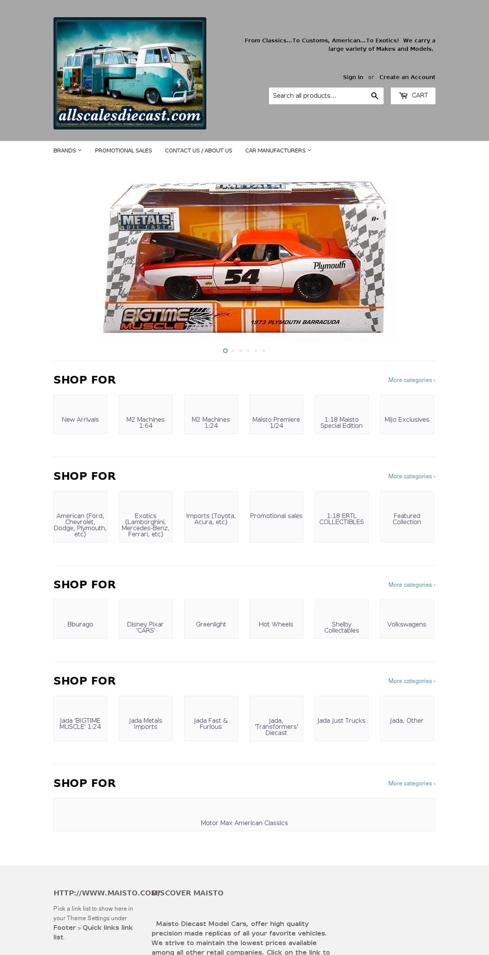 allscalesdiecast.com — Shopify storefront screenshot