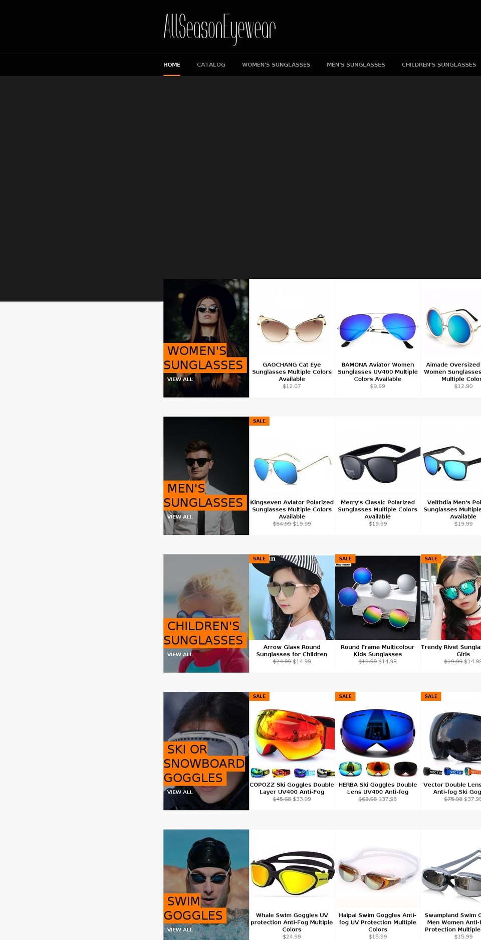 allseasoneyewear.com — Shopify storefront screenshot