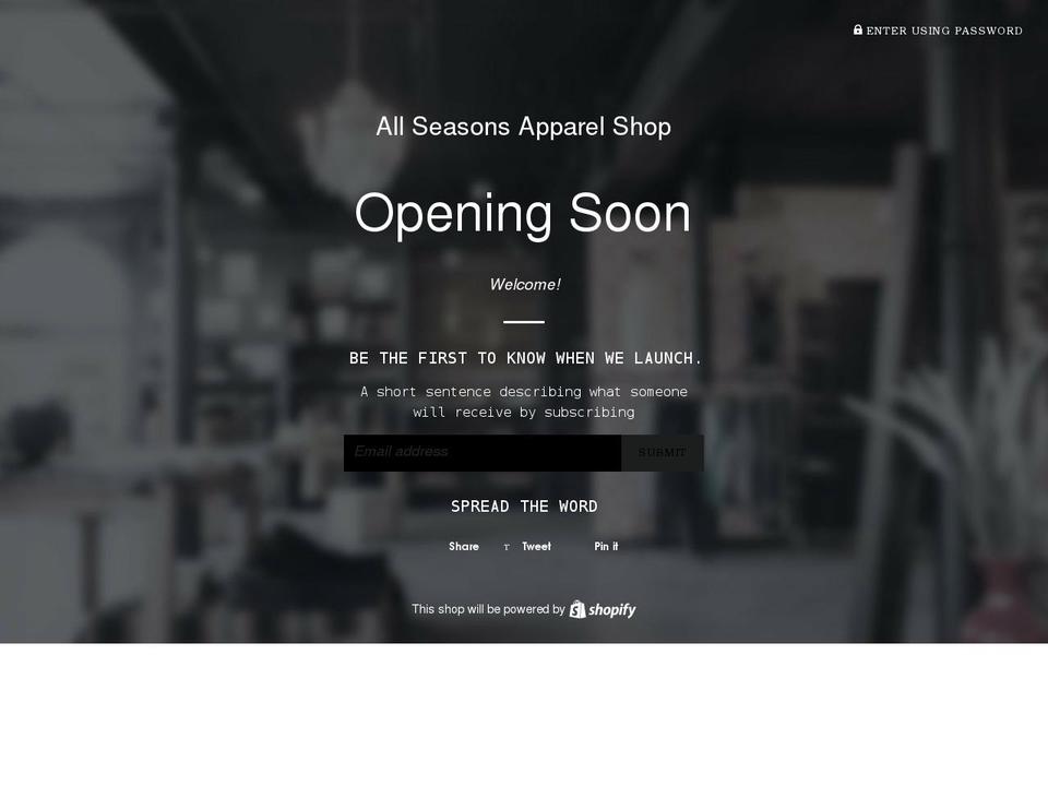 allseasonsapparelshop.com shopify website screenshot