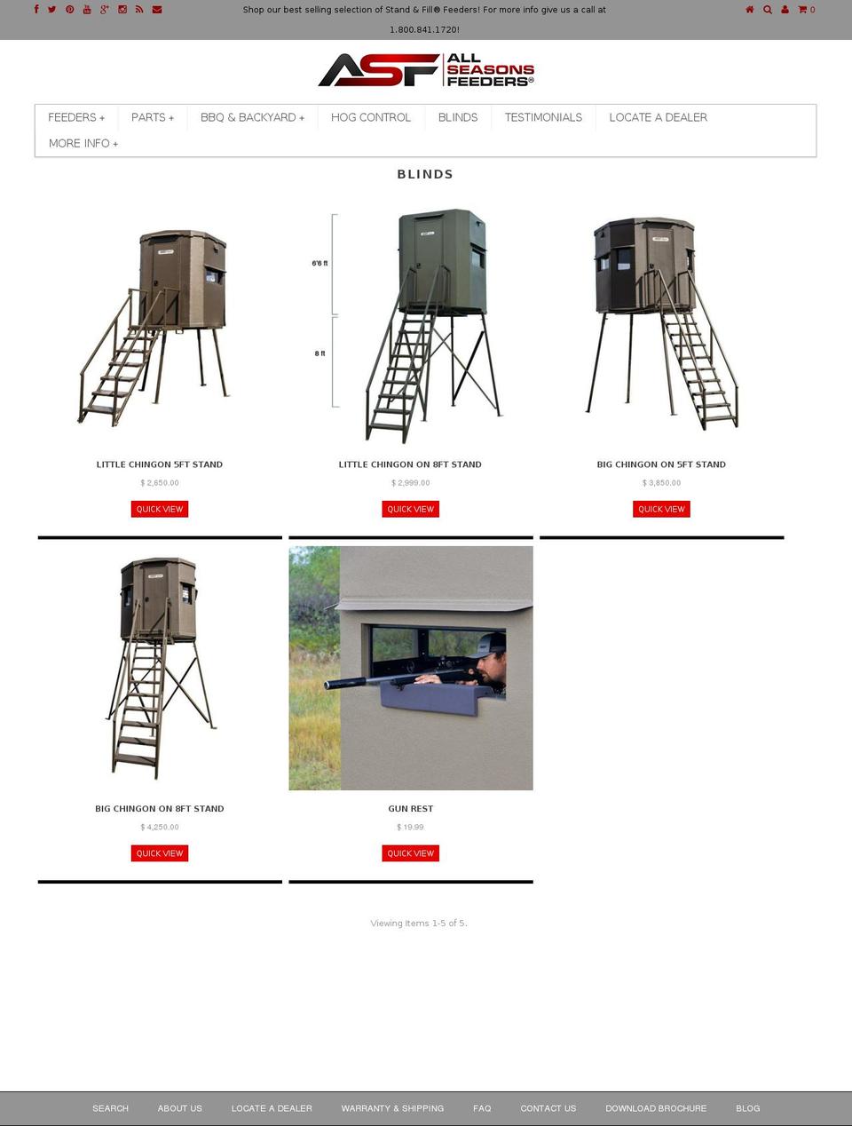 allseasonsfeedersblinds.com shopify website screenshot