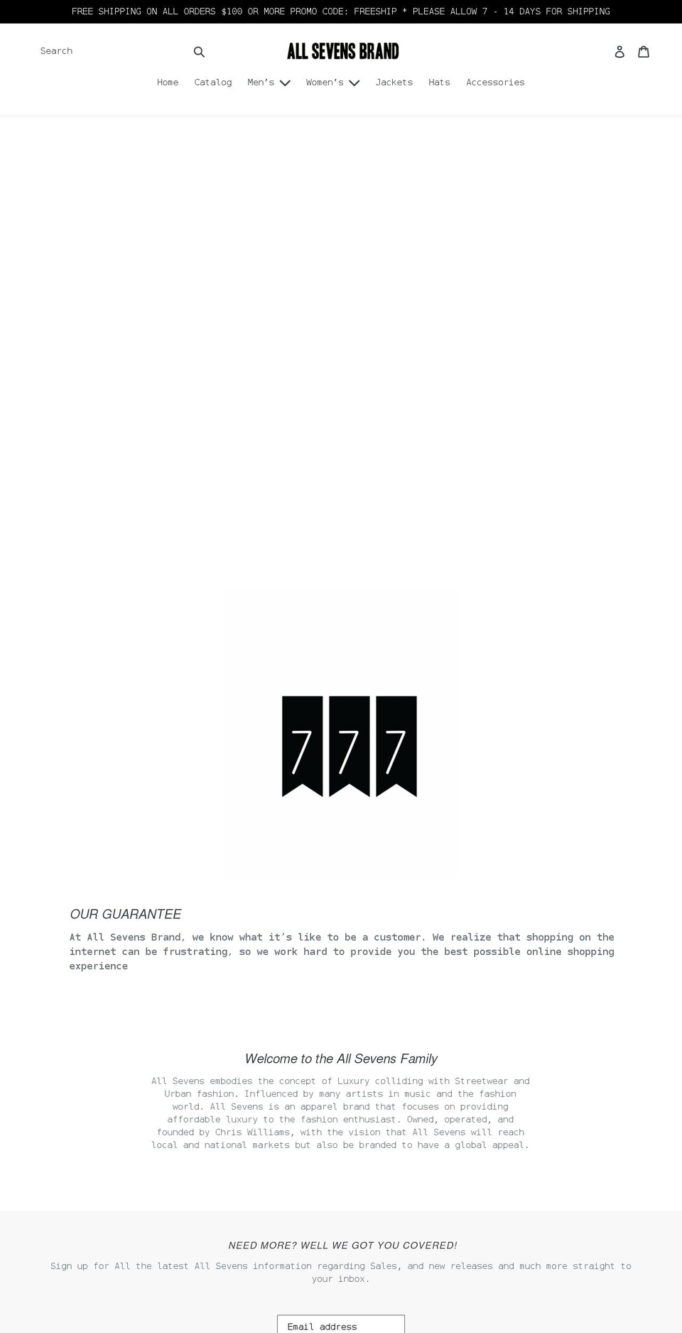 allsevensbrand.com shopify website screenshot