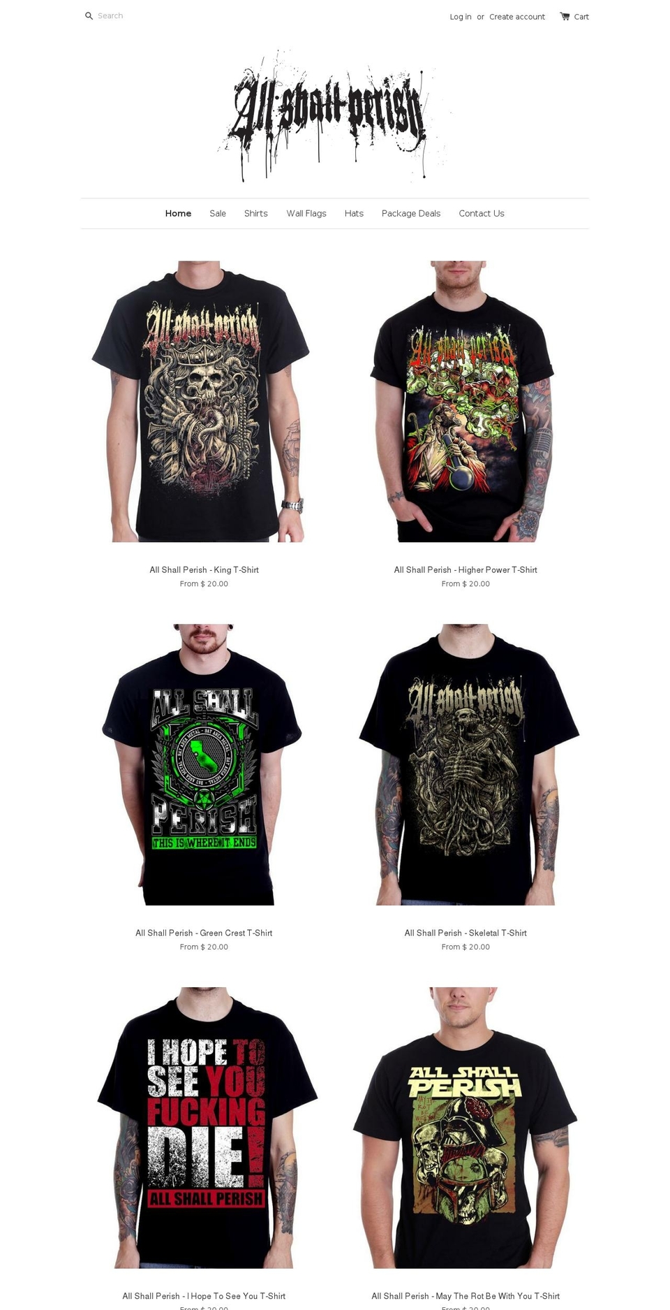 allshallperishmerch.com shopify website screenshot