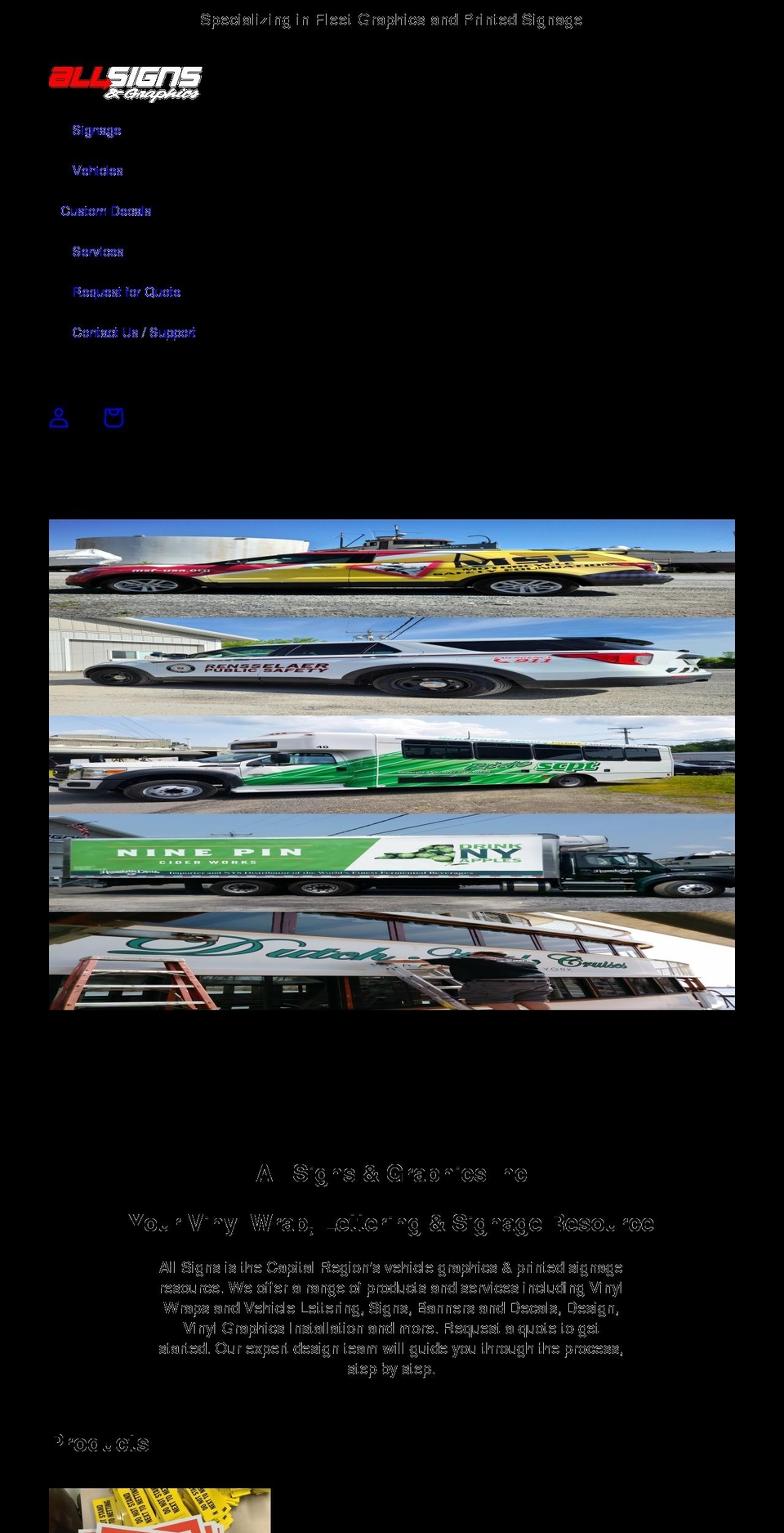 allsignsny.com shopify website screenshot