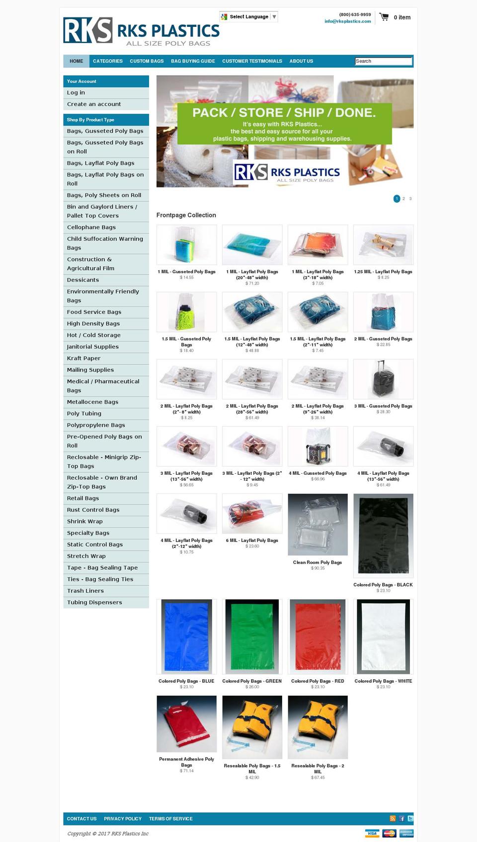 allsizepolybags.com shopify website screenshot
