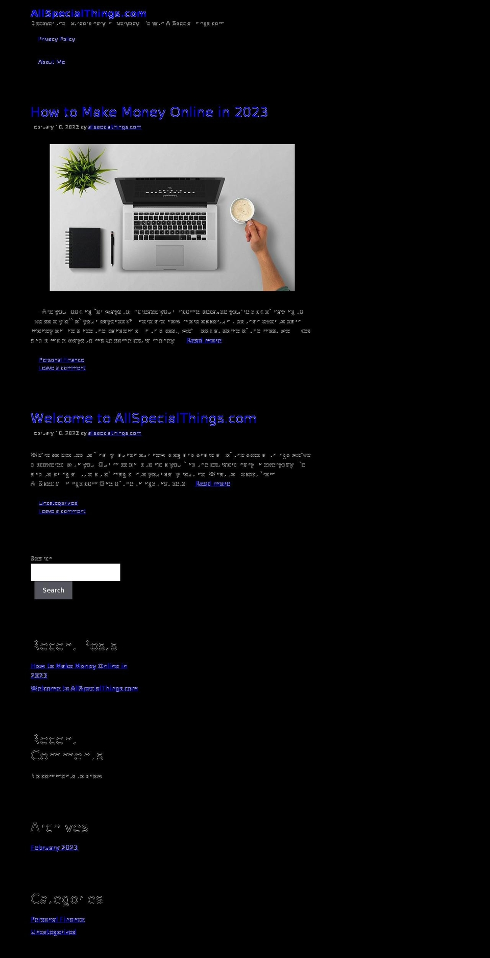 allspecialthings.com shopify website screenshot