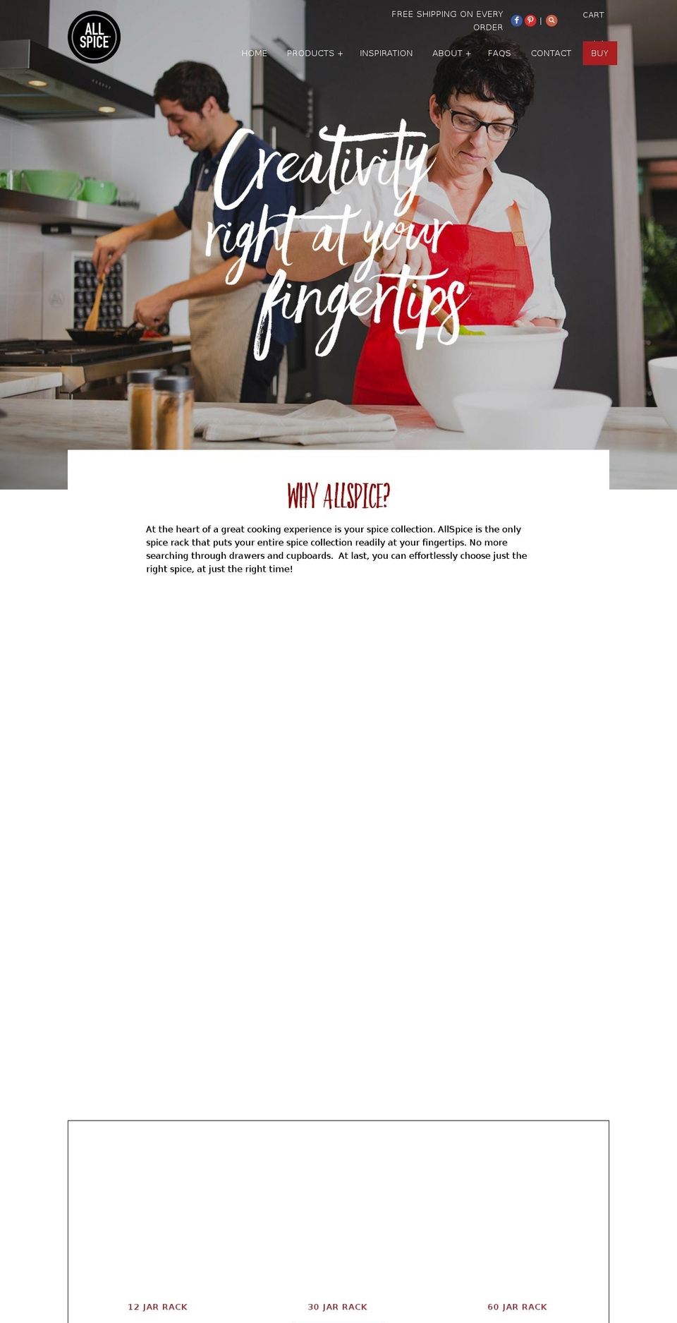 allspicespiceracks.com shopify website screenshot