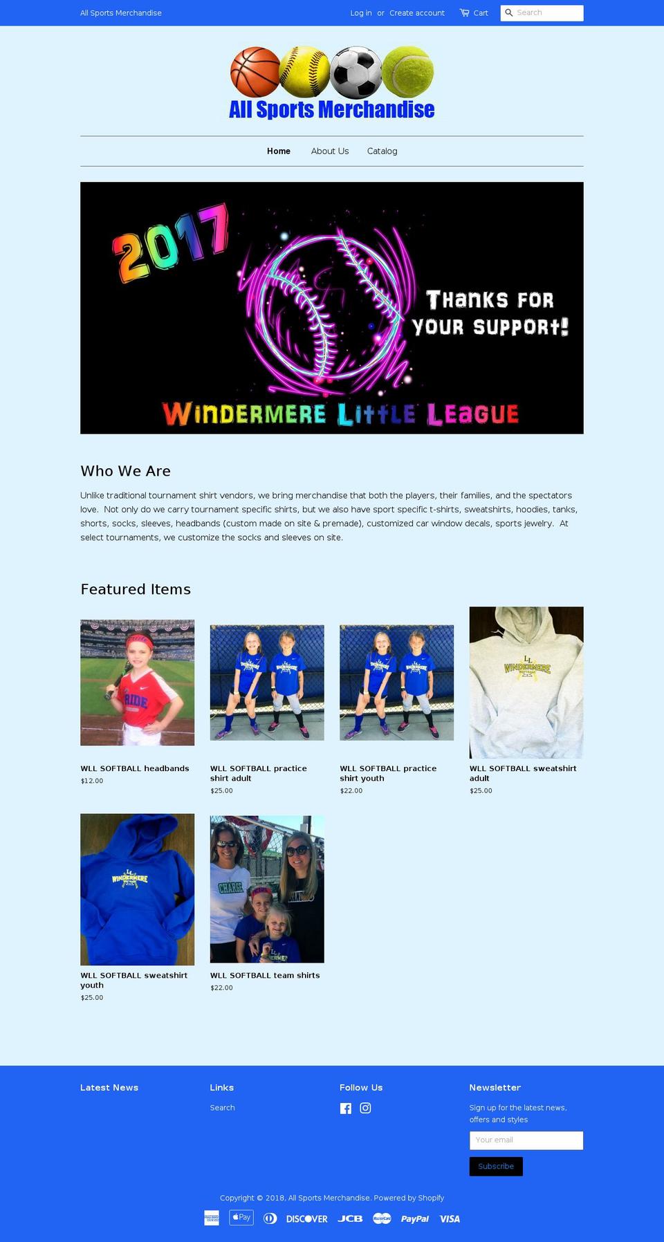 allsportsmerch.com — Shopify storefront screenshot