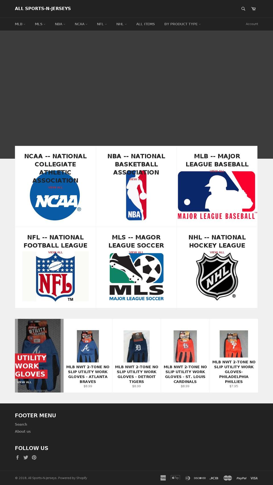 allsportsnjerseys.com shopify website screenshot