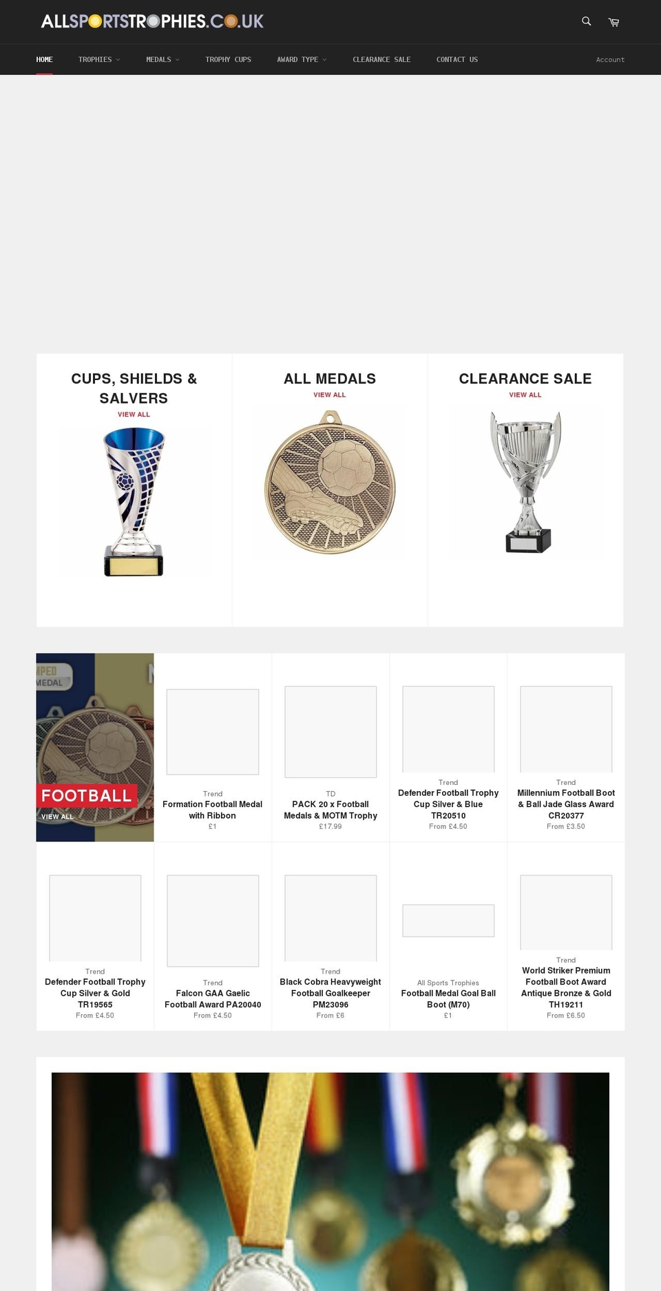 allsportstrophies.co.uk shopify website screenshot