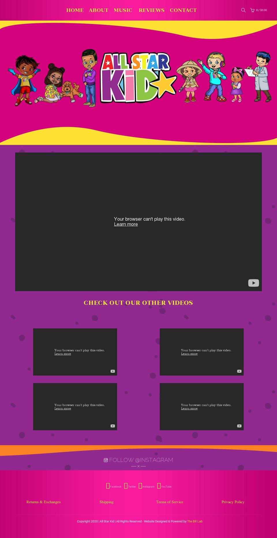 allstarkid.com shopify website screenshot