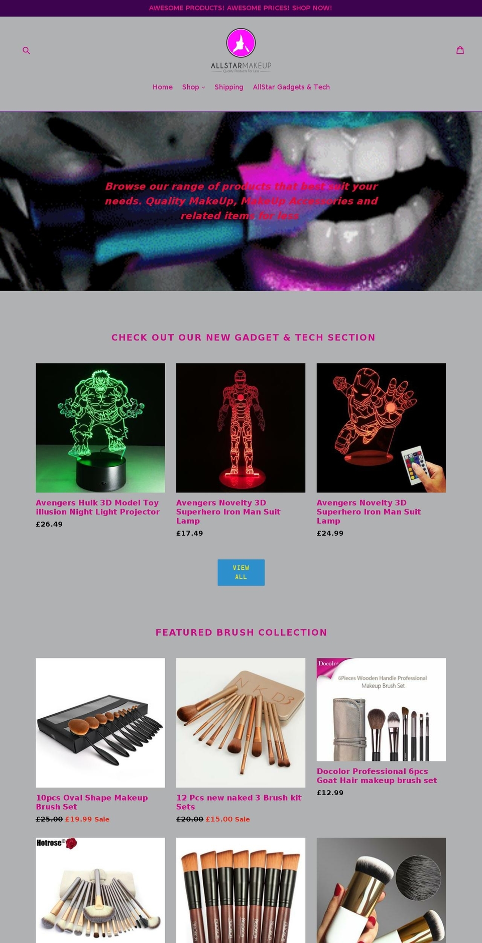 allstarmakeup.com — Shopify storefront screenshot