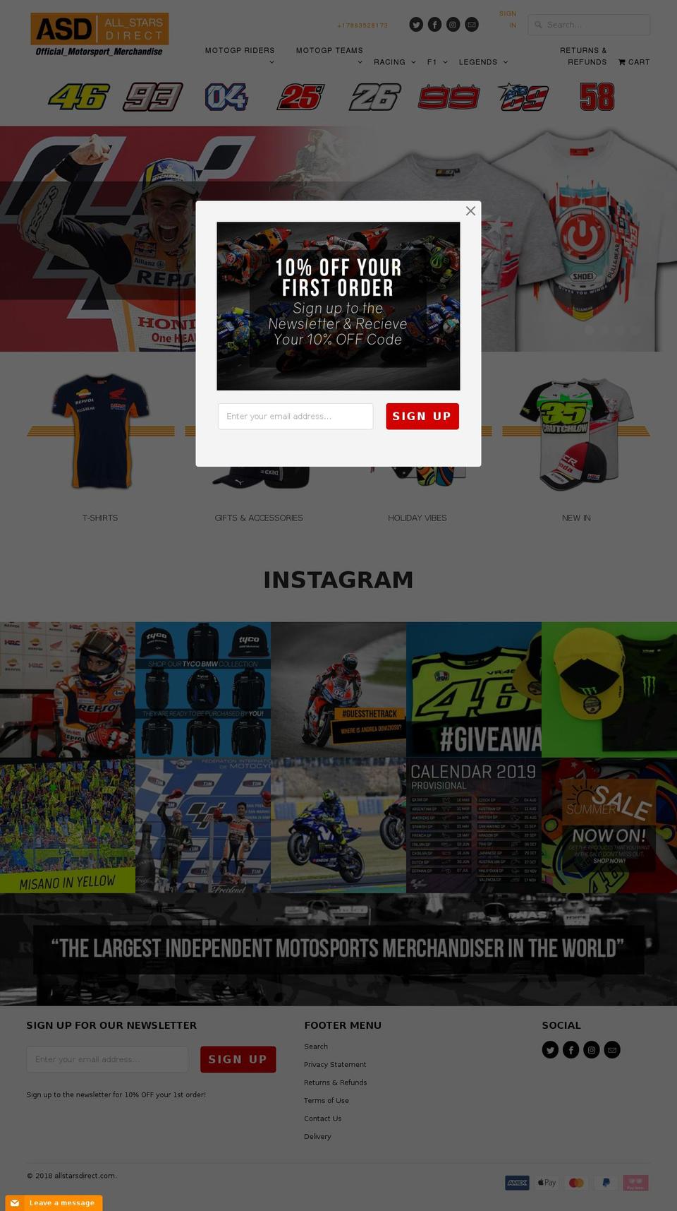 allstarsdirect.com — Shopify storefront screenshot