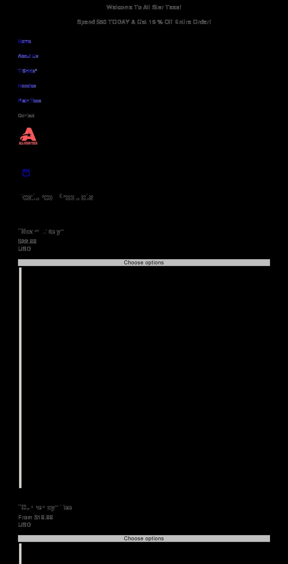 allstartees.net shopify website screenshot