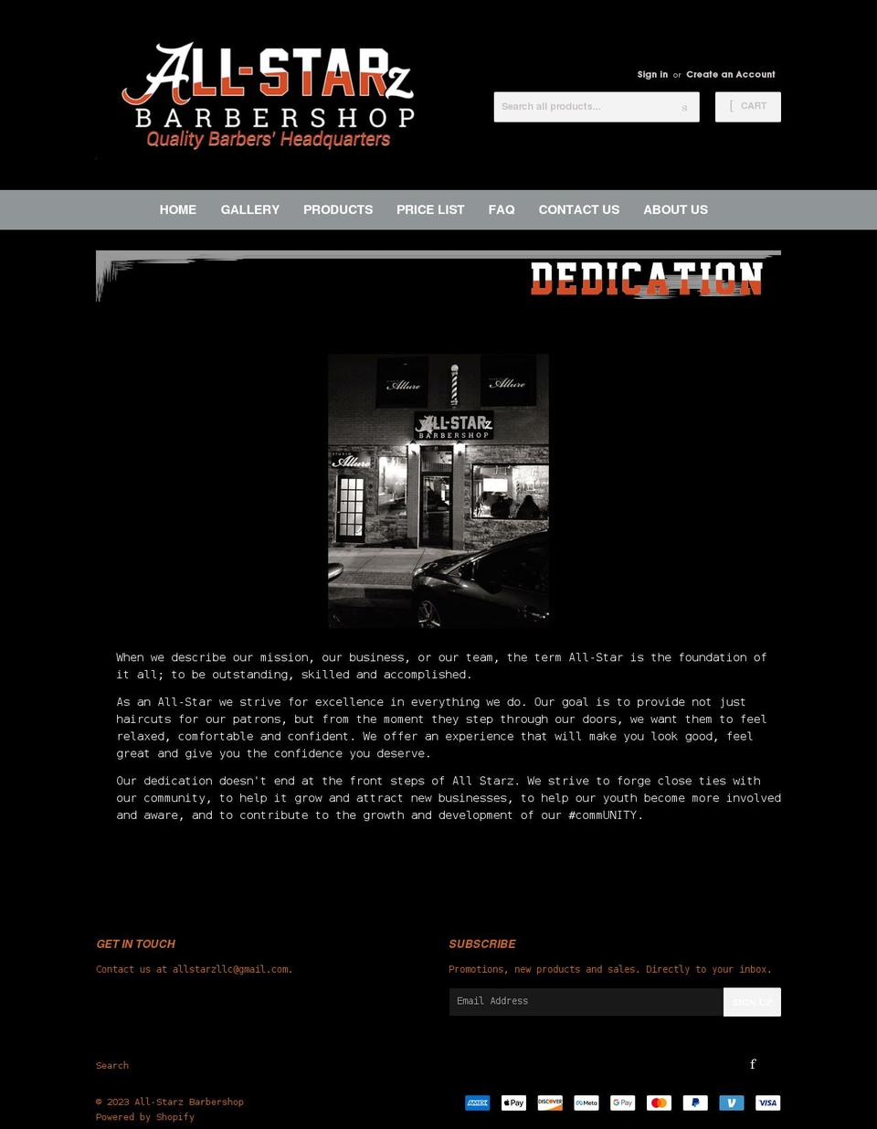 allstarzllc.com shopify website screenshot