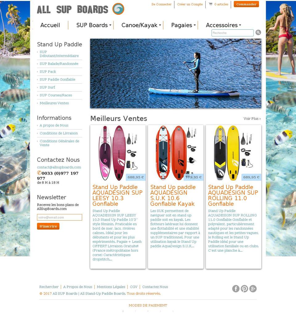 allsupboards.com shopify website screenshot