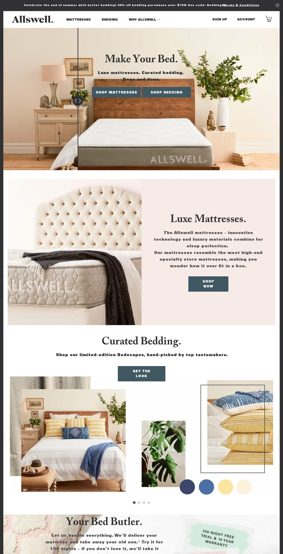 Simplistic [First Order Popup] Shopify theme site example allswellbed.com