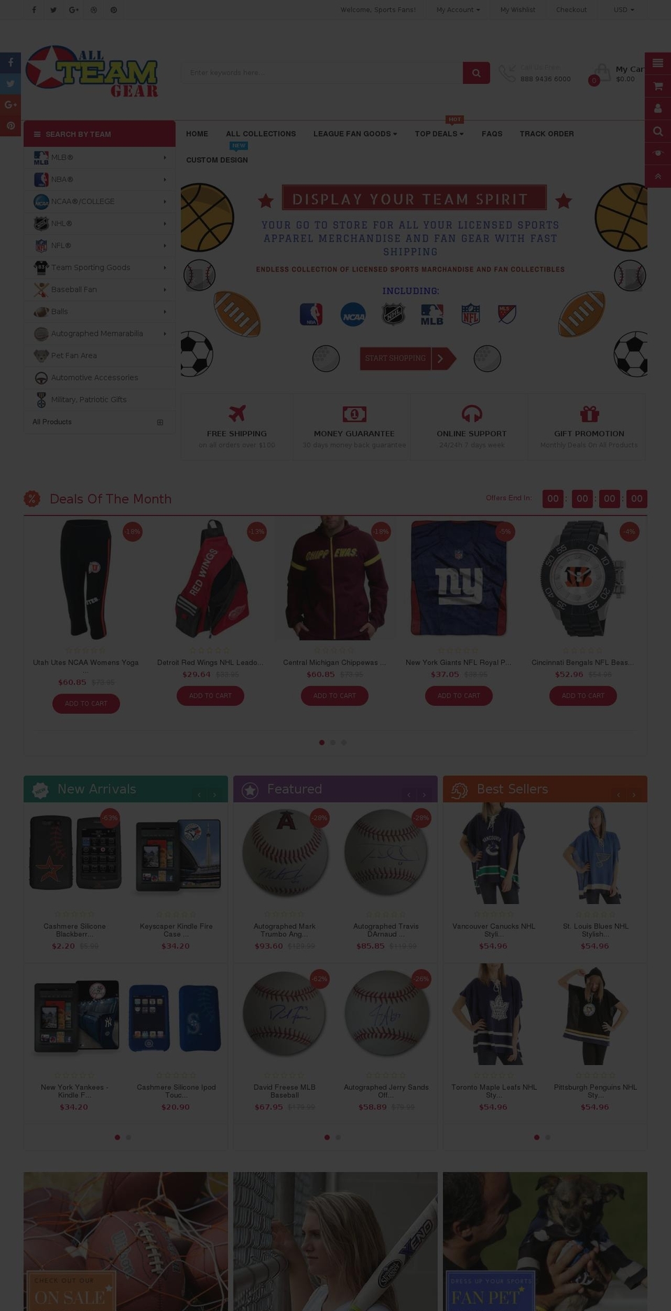 allteamgear.com — Shopify storefront screenshot