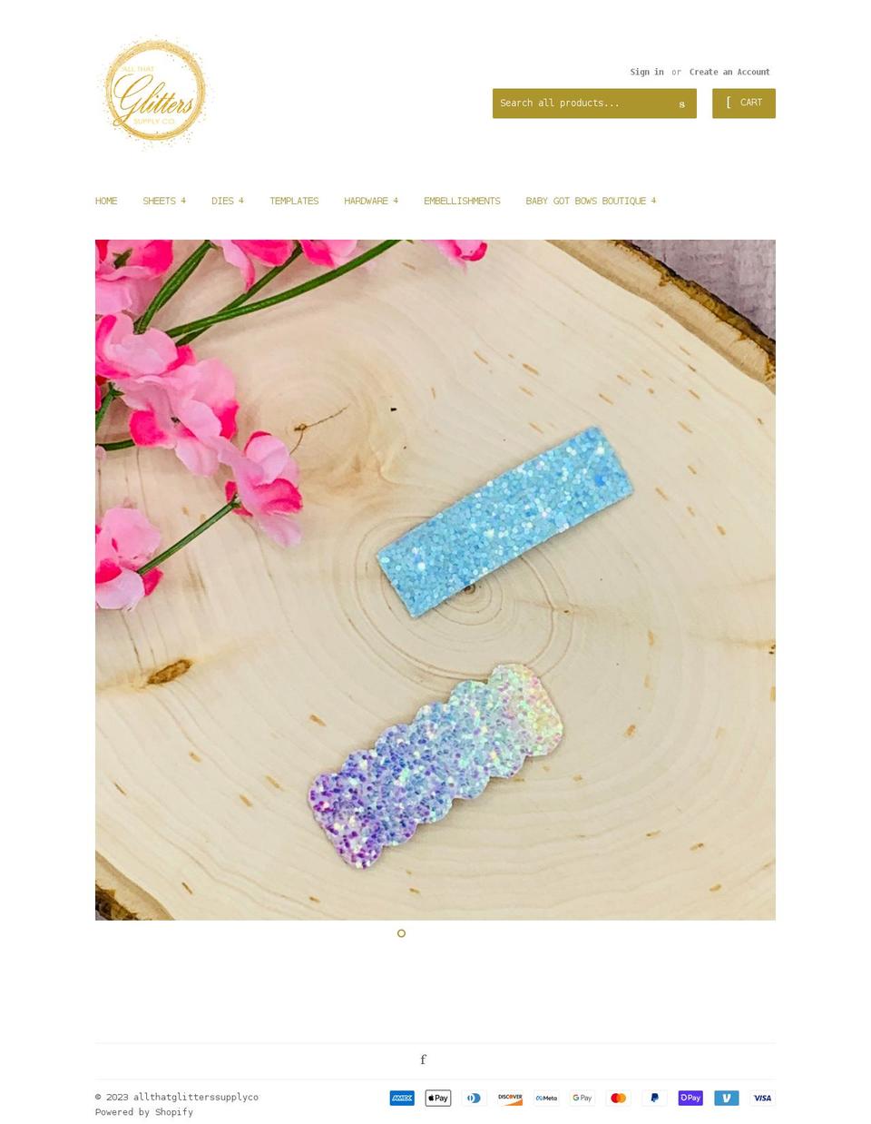 allthatglitterssupplyco.com shopify website screenshot