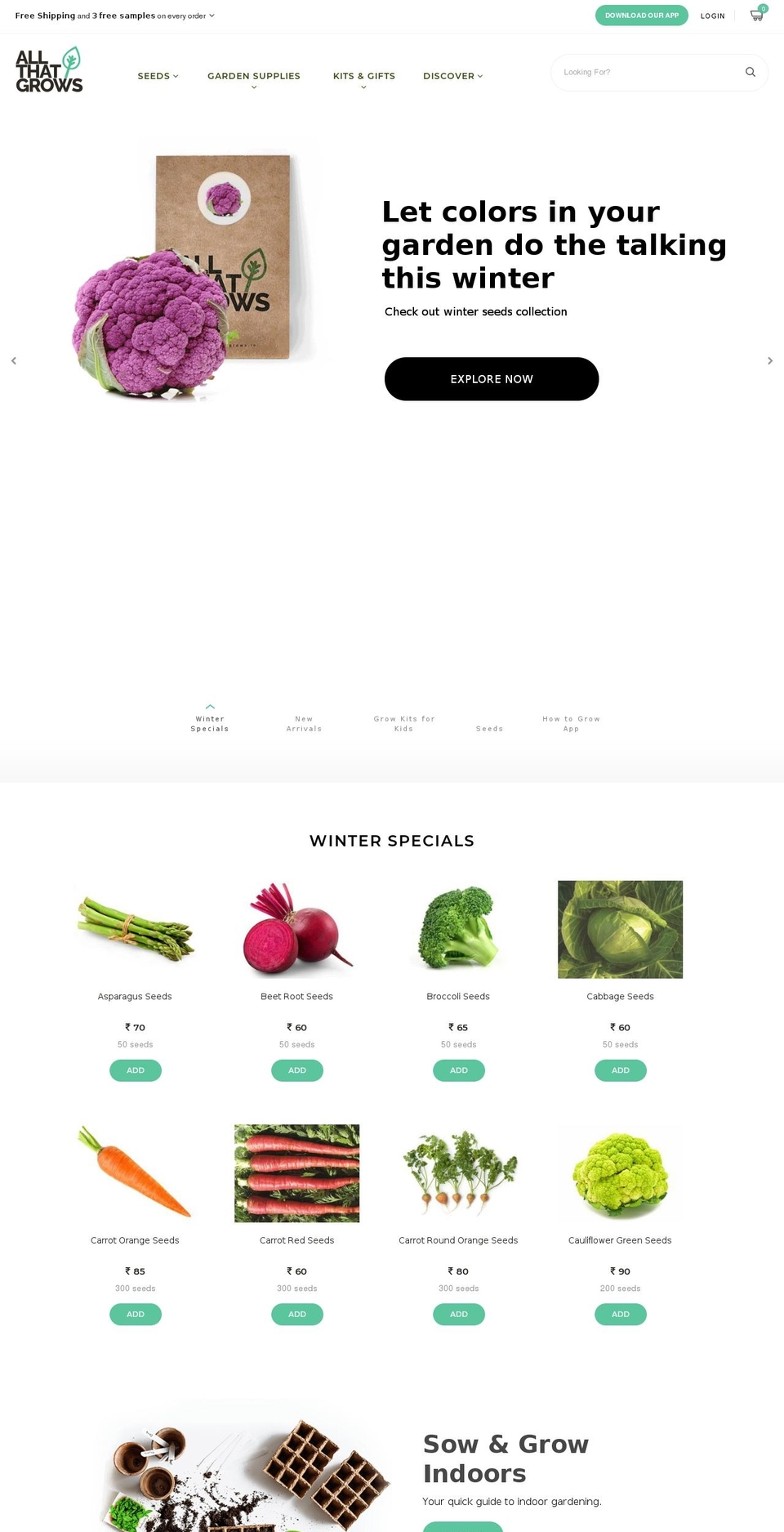 allthatgrows.in shopify website screenshot